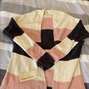 Rewind Pink and Cream Cardigan with Geometric Design